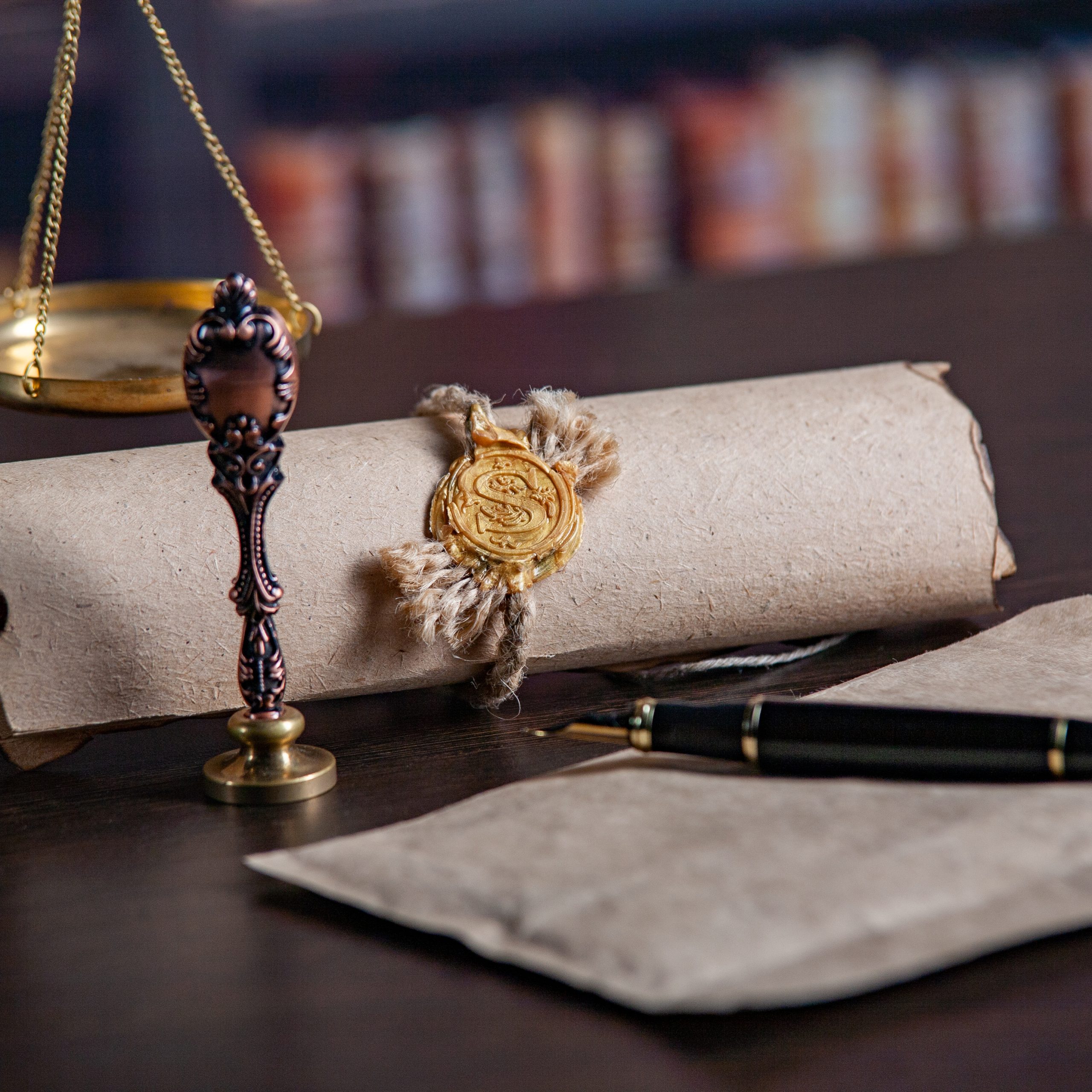 Last will and testament with wooden judge gavel document