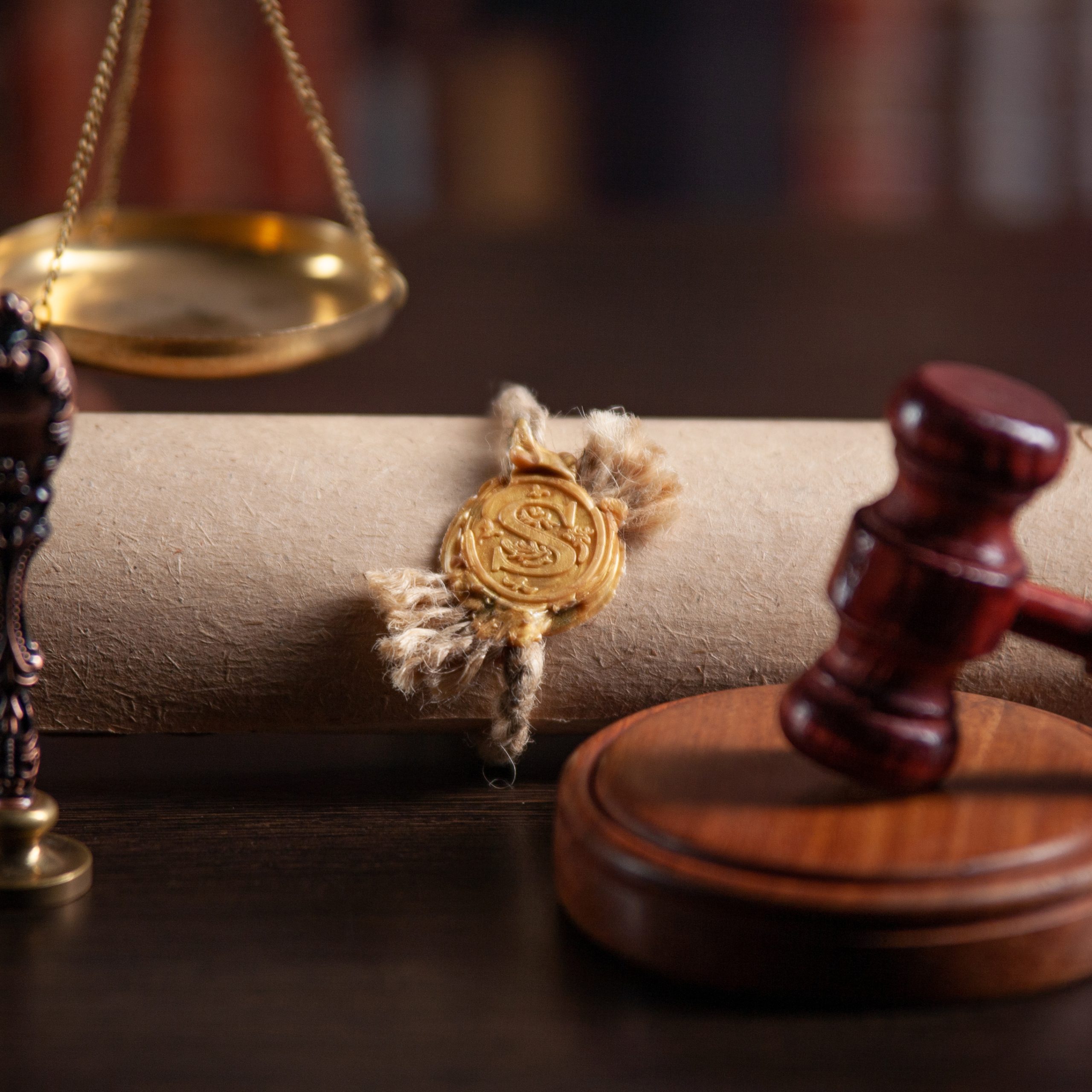 Vintage stamp, envelope and testament. Notary public tools